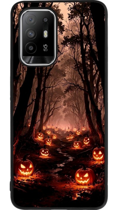 OPPO F19 Pro+ Case Hülle - Silikon schwarz Halloween 2025 Road of Terrifying Pumpkins