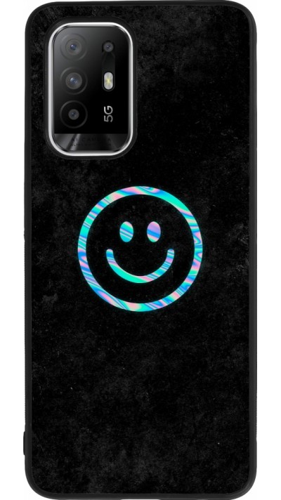 OPPO F19 Pro+ Case Hülle - Silikon schwarz Happy smiley irisirt