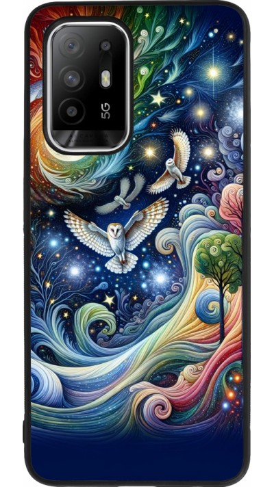 OPPO F19 Pro+ Case Hülle - Silikon schwarz Fliegender Blumen-Eule