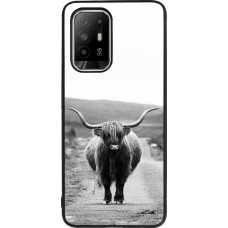 OPPO F19 Pro+ Case Hülle - Silikon schwarz Highland cattle