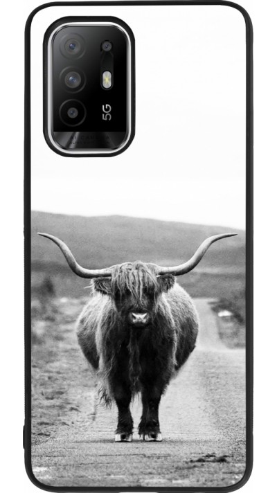 OPPO F19 Pro+ Case Hülle - Silikon schwarz Highland cattle