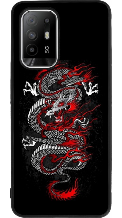 OPPO F19 Pro+ Case Hülle - Silikon schwarz Japanese style Dragon Tattoo Red Black