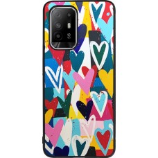 OPPO F19 Pro+ Case Hülle - Silikon schwarz Joyful Hearts