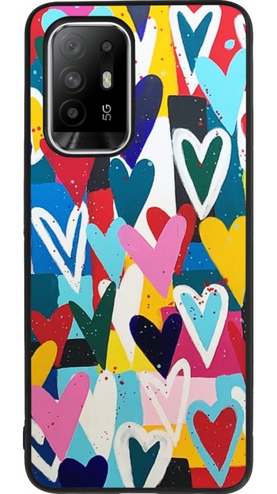 OPPO F19 Pro+ Case Hülle - Silikon schwarz Joyful Hearts