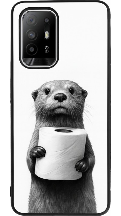 OPPO F19 Pro+ Case Hülle - Silikon schwarz Otter Toilettenpapier