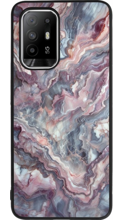 OPPO F19 Pro+ Case Hülle - Silikon schwarz Violetter silberner Marmor