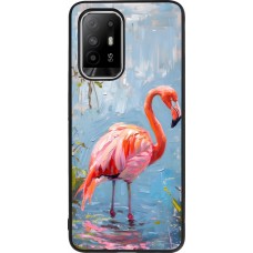 OPPO F19 Pro+ Case Hülle - Silikon schwarz Paint Flamingo