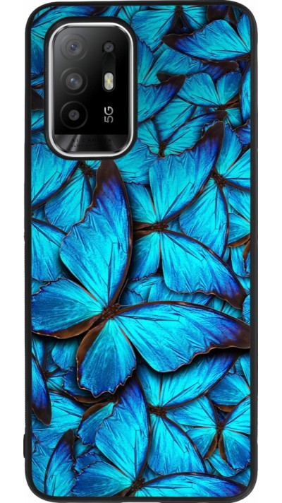 OPPO F19 Pro+ Case Hülle - Silikon schwarz Papillon bleu