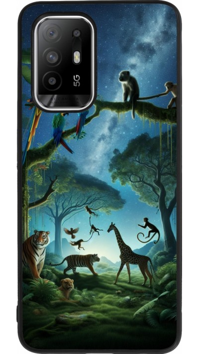 OPPO F19 Pro+ Case Hülle - Silikon schwarz Paradies der exotischen Tiere