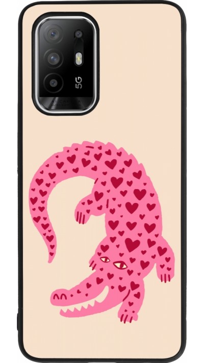 OPPO F19 Pro+ Case Hülle - Silikon schwarz Pink crocodile 2026