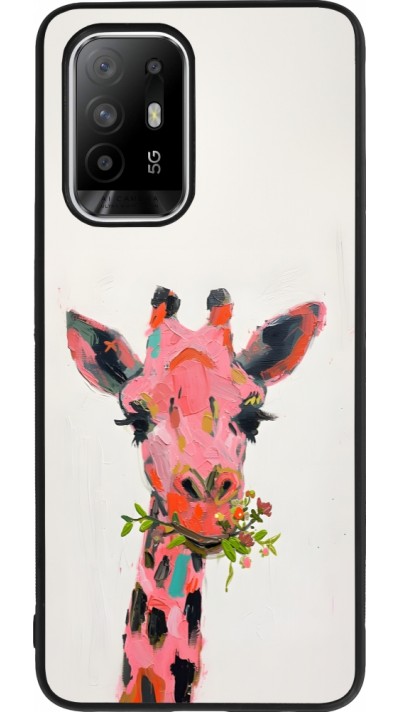 Coque OPPO F19 Pro+ - Silicone rigide noir Pink Girafe Paint
