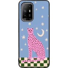 OPPO F19 Pro+ Case Hülle - Silikon schwarz Pink leopard with stars 2026