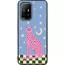 Coque OPPO F19 Pro+ - Silicone rigide noir Pink leopard with stars 2026