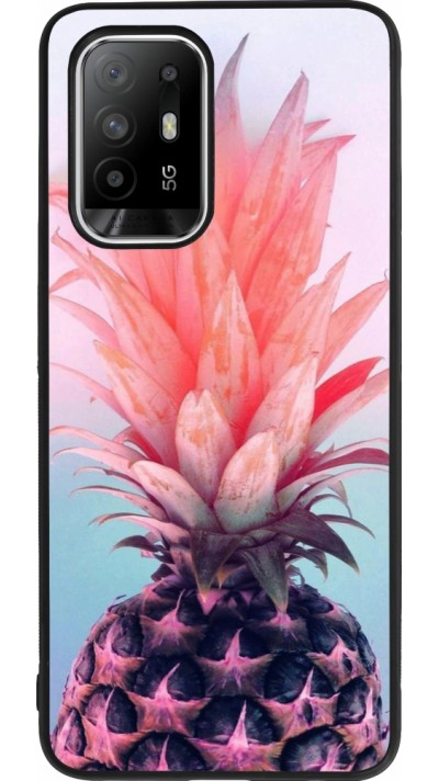 Coque OPPO F19 Pro+ - Silicone rigide noir Purple Pink Pineapple