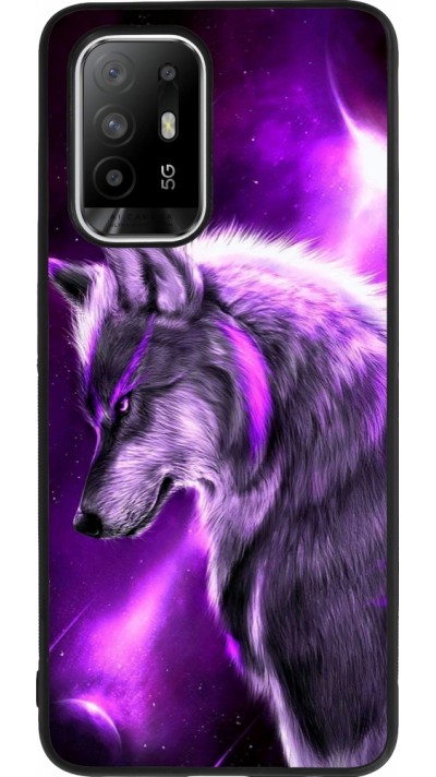 Coque OPPO F19 Pro+ - Silicone rigide noir Purple Sky Wolf