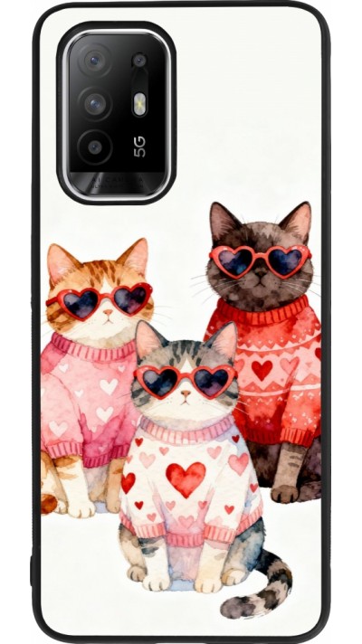 Coque OPPO F19 Pro+ - Silicone rigide noir Saint Valentines Day 26 Cat Love
