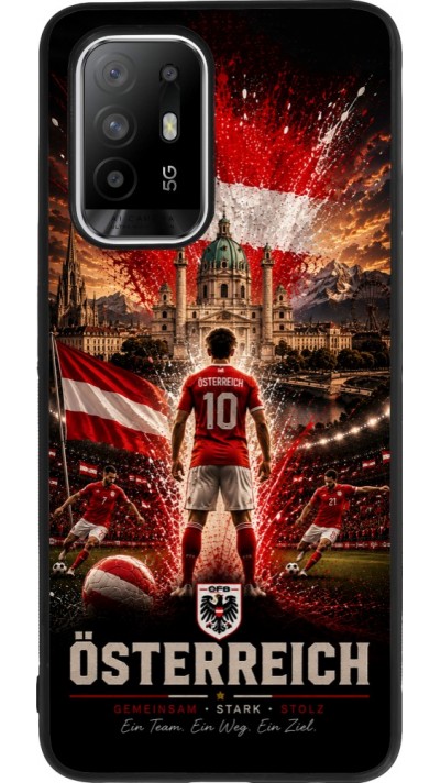Coque OPPO F19 Pro+ - Silicone rigide noir Football Autriche splash 2026