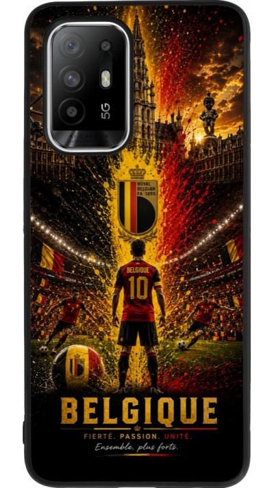 Coque OPPO F19 Pro+ - Silicone rigide noir Football Belgique splash 2026