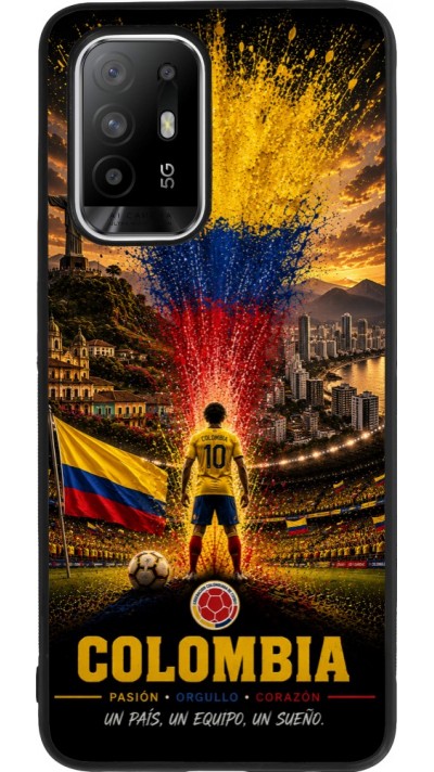 Coque OPPO F19 Pro+ - Silicone rigide noir Football Colombie splash 2026