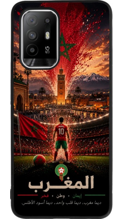 Coque OPPO F19 Pro+ - Silicone rigide noir Football Maroc splash 2026
