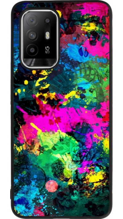 Coque OPPO F19 Pro+ - Silicone rigide noir Splash paint