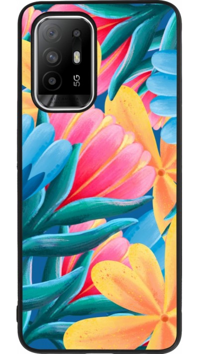 Coque OPPO F19 Pro+ - Silicone rigide noir Spring 23 colorful flowers