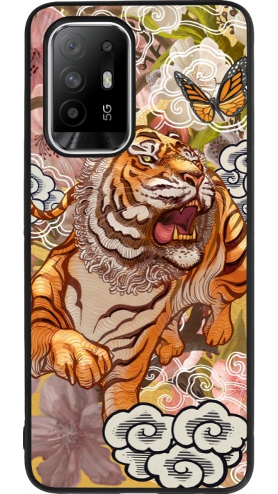 Coque OPPO F19 Pro+ - Silicone rigide noir Spring 23 japanese tiger