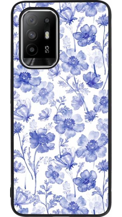Coque OPPO F19 Pro+ - Silicone rigide noir Spring 23 watercolor blue flowers