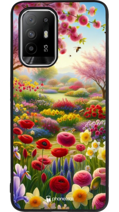 Coque OPPO F19 Pro+ - Silicone rigide noir Spring 25 Bouquet printemps