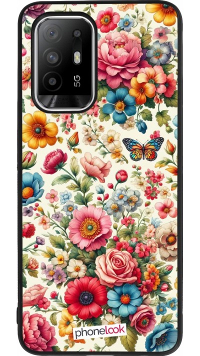 Coque OPPO F19 Pro+ - Silicone rigide noir Spring 25 printemps fleuri