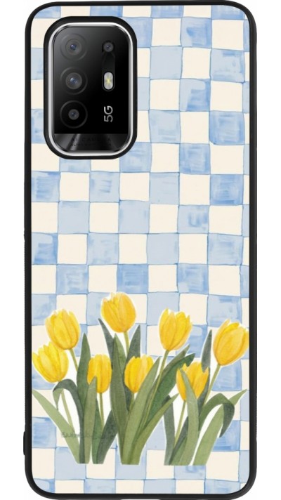 Coque OPPO F19 Pro+ - Silicone rigide noir Blue vichy tulips Spring 2026