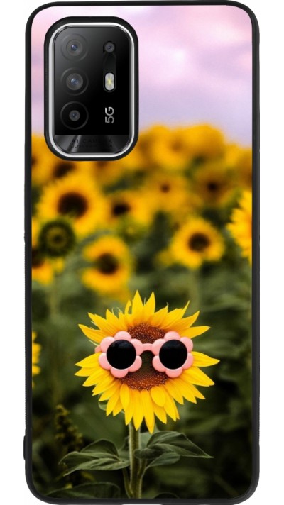 Coque OPPO F19 Pro+ - Silicone rigide noir Sunflower with glasses Spring 2026