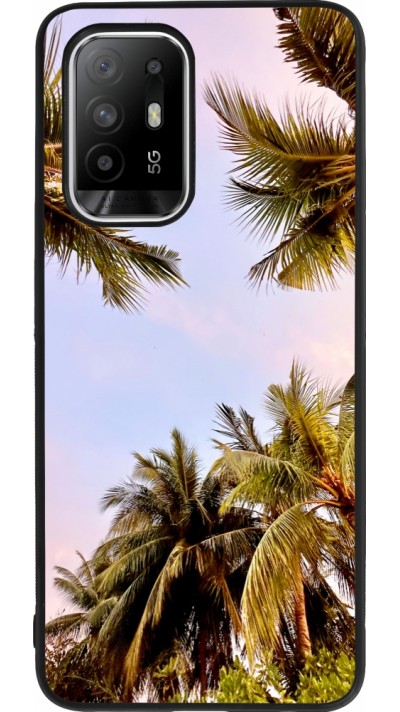 Coque OPPO F19 Pro+ - Silicone rigide noir Summer 2023 palm tree vibe