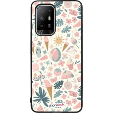 OPPO F19 Pro+ Case Hülle - Silikon schwarz Sommer Pink Muster