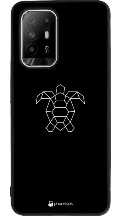 Coque OPPO F19 Pro+ - Silicone rigide noir Turtles lines on black