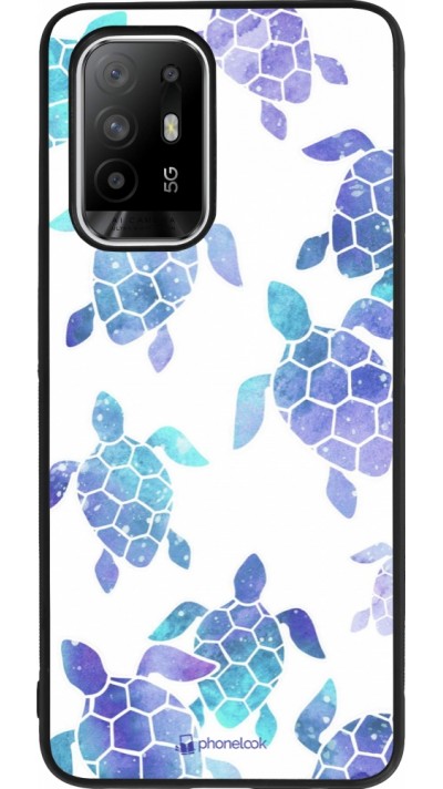 Coque OPPO F19 Pro+ - Silicone rigide noir Turtles pattern watercolor