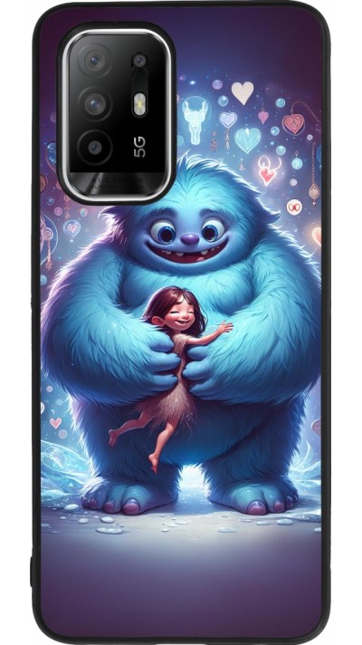 Coque OPPO F19 Pro+ - Silicone rigide noir Valentine 2024 Fluffy Love