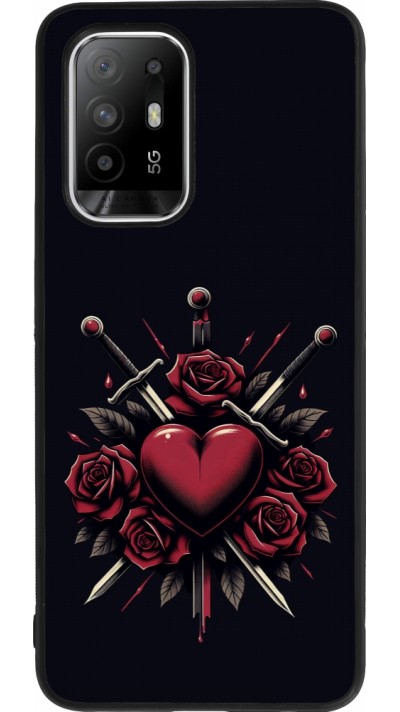 Coque OPPO F19 Pro+ - Silicone rigide noir Valentine 2024 gothic love