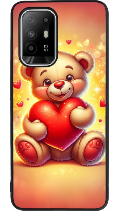Coque OPPO F19 Pro+ - Silicone rigide noir Valentine 2024 Teddy love