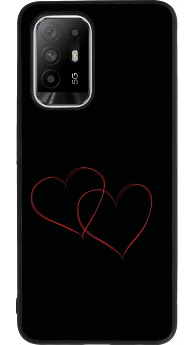 Coque OPPO F19 Pro+ - Silicone rigide noir Valentine 2023 attached heart