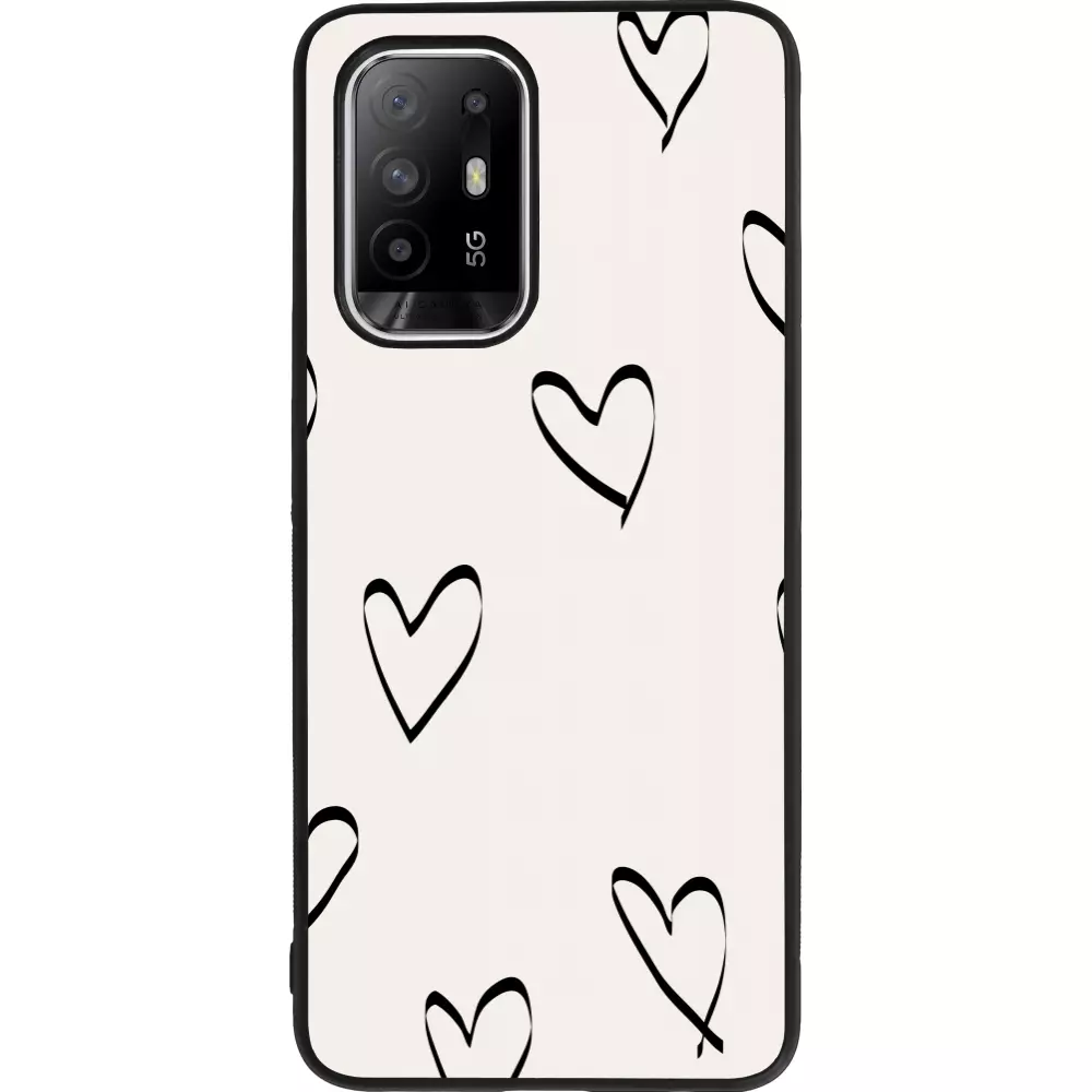 Coque OPPO F19 Pro+ - Silicone rigide noir Valentine 2023 minimalist hearts