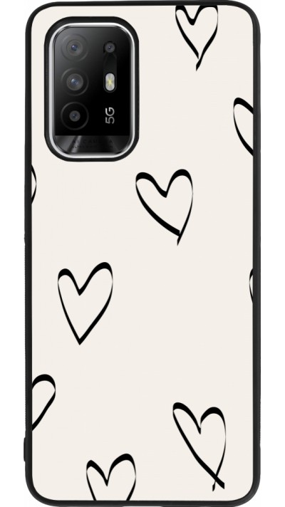 Coque OPPO F19 Pro+ - Silicone rigide noir Valentine 2023 minimalist hearts