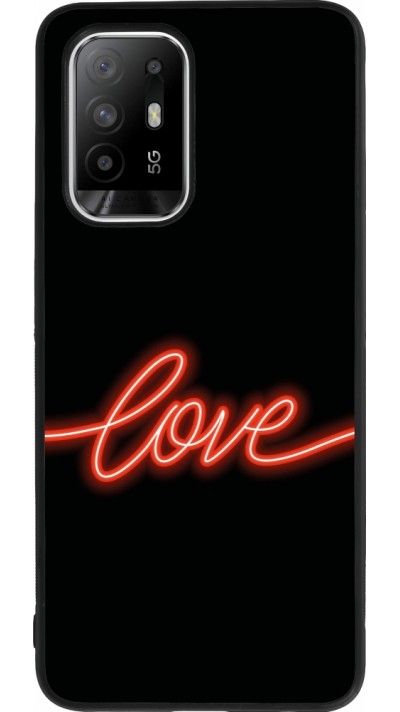 Coque OPPO F19 Pro+ - Silicone rigide noir Valentine 2023 neon love