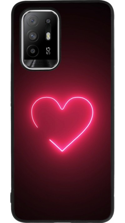 Coque OPPO F19 Pro+ - Silicone rigide noir Valentine 2023 single neon heart