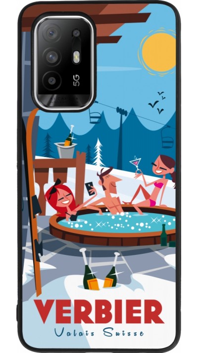 Coque OPPO F19 Pro+ - Silicone rigide noir Verbier Mountain Jacuzzi
