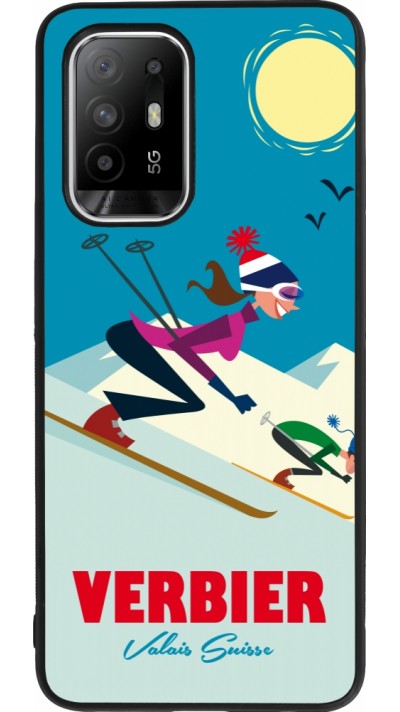 Coque OPPO F19 Pro+ - Silicone rigide noir Verbier Ski Downhill