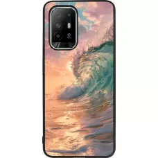 Coque OPPO F19 Pro+ - Silicone rigide noir Wave Sunset