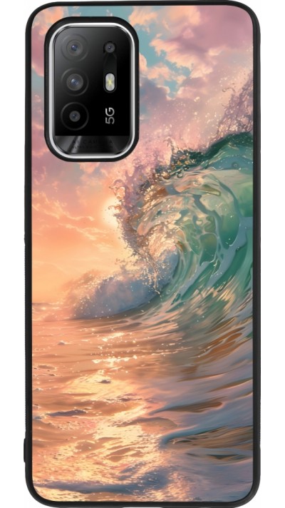 Coque OPPO F19 Pro+ - Silicone rigide noir Wave Sunset