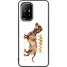 Coque OPPO F19 Pro+ - Silicone rigide noir Wine Teckel