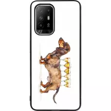 Coque OPPO F19 Pro+ - Silicone rigide noir Wine Teckel